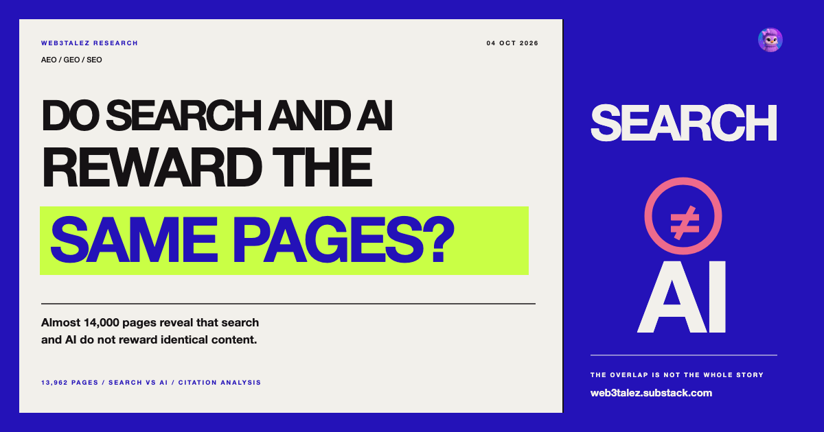 Cover for Do Search and AI reward the same content? I analysed almost 14,000 pages to find out.